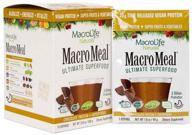 🌱 macrolife naturals macromeal vegan superfood powder: high-energy time-released protein blend with greens, digestive enzymes, fiber, mcts - chocolate flavor - 10 convenient packet servings logo