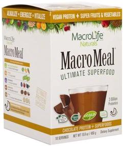 img 3 attached to 🌱 MacroLife Naturals MacroMeal Vegan Superfood Powder: High-Energy Time-Released Protein Blend with Greens, Digestive Enzymes, Fiber, MCTs - Chocolate Flavor - 10 Convenient Packet Servings