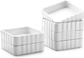 img 4 attached to Sweese 508.001 Porcelain Ramekins 4oz Creme Brulee Dish Set of 6 - Square, White