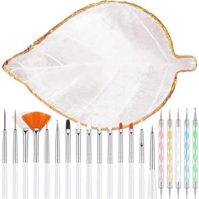 img 4 attached to 💅 Complete 21-Piece Nail Art Kit: Resin Mixing Palette, Nail Art Brushes, and Golden Edge Nail Holder for Perfect Nail Designs and Colors Mixing