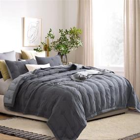 img 3 attached to 🛏️ Kasentex Light All Season 3-Piece Quilt Set with Pillow Shams - Soft, Machine Washable Bedspread, Dark Grey, King Size