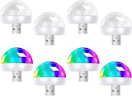 🎉 8 piece usb mini disco light 1.58 inch/ 4 cm sound activated mini disco ball light led car usb atmosphere light white party light for kid's birthday parties, ktv, club, dj stage, atmosphere, christmas логотип