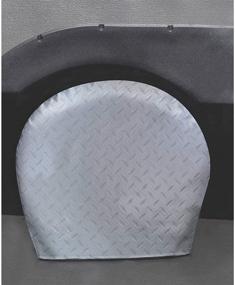 img 2 attached to 🔘 ADCO 3752 Silver #2 Diamond Plated Steel Vinyl Tyre Gard Wheel Cover - Set of 2 (Fits 30"-32")