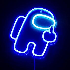 img 1 attached to Colorful Among Us Game Neon Middle Finger LED Sign – Vibrant Game Room Decor and Perfect Gamer Gift – USB Powered Neon Light for Man Cave, Bedroom, Bar, Party, Club (Among Us Blue Edition)