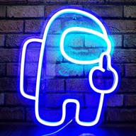 colorful among us game neon middle finger led sign – vibrant game room decor and perfect gamer gift – usb powered neon light for man cave, bedroom, bar, party, club (among us blue edition) logo