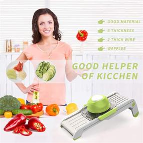 img 2 attached to 🥕 Adjustable Stainless Steel Mandoline Slicer - All-in-One Vegetable Cutter, Grater, and Julienne Slicer with Fruit Waffle Function - Kitchen Graters for Onion and Potato Slicing