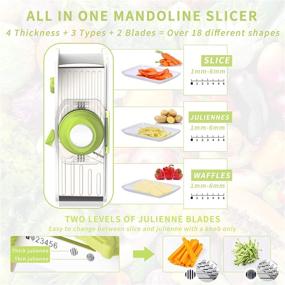 img 1 attached to 🥕 Adjustable Stainless Steel Mandoline Slicer - All-in-One Vegetable Cutter, Grater, and Julienne Slicer with Fruit Waffle Function - Kitchen Graters for Onion and Potato Slicing