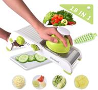 🥕 adjustable stainless steel mandoline slicer - all-in-one vegetable cutter, grater, and julienne slicer with fruit waffle function - kitchen graters for onion and potato slicing logo