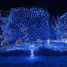 img 1 attached to 🎄 FUNPENY 200 LED Christmas Net Lights, 9.8 FT x 6.6 FT, 8 Modes, Waterproof & Connectable, Outdoor Bushes Garden Party Decorations (Blue) - Enhanced SEO