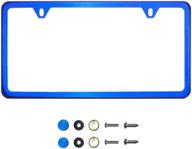 🔵 ka depot blue chrome mirror license plate frame - slim version | t304 stainless steel | metal screw caps included logo