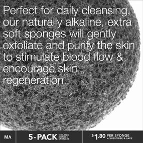 img 1 attached to 🌿 5-Pack Minamul Konjac Exfoliating Organic Facial Sponge Set with Bamboo Activated Charcoal for Gentle Daily Face Scrub & Skincare – Safe for Oily, Dry, Combination, and Sensitive Skin