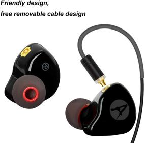 img 3 attached to 🎧 Amakute Wired In Ear Headphones with Detachable Cable - Noise-Isolating Sweatproof Sports Earphones, Dual Drivers for Musicians (Black, No Mic)