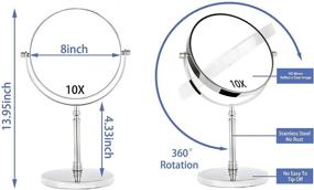 img 2 attached to 💄 Enhance Your Beauty Routine with our Tabletop Makeup Mirror - 8 Inch Double Sided Vanity Mirror with 1X/10X Magnification, Chrome Finish