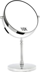 img 4 attached to 💄 Enhance Your Beauty Routine with our Tabletop Makeup Mirror - 8 Inch Double Sided Vanity Mirror with 1X/10X Magnification, Chrome Finish