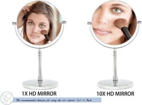 img 3 attached to 💄 Enhance Your Beauty Routine with our Tabletop Makeup Mirror - 8 Inch Double Sided Vanity Mirror with 1X/10X Magnification, Chrome Finish