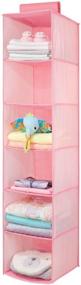 img 4 attached to 🧺 mDesign Long Soft Fabric Hanging Storage Organizer for Child/Kids Room or Nursery - 6 Shelves - Herringbone Print - Pink