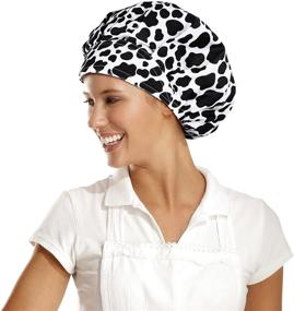 img 2 attached to Animal Printing Series: 4-Piece Elastic Adjustable Bouffant Caps with Sweatband for Women