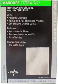 img 1 attached to Medline Maxorb Extra Ag 2x2 Silver Alginate Dressing