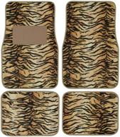 🐅 tiger safari animal print carpeted mat - bdk 4-piece logo