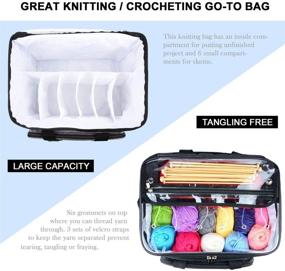 img 1 attached to 🧶 High Capacity Yarn Totes Organizer - Hoshin Knitting Bag for Yarn Storage with Inner Divider, Portable for Carrying Projects, up to 14” Knitting Needles, Crochet Hooks, and Skeins of Yarn (Grey)