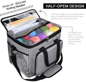 img 2 attached to 🧶 High Capacity Yarn Totes Organizer - Hoshin Knitting Bag for Yarn Storage with Inner Divider, Portable for Carrying Projects, up to 14” Knitting Needles, Crochet Hooks, and Skeins of Yarn (Grey)