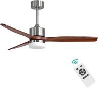 52-inch ceiling fan with lights and remote control - brushed nickel, noiseless reversible dc motor, 3 solid wood oak blades, 5-speed, timer логотип