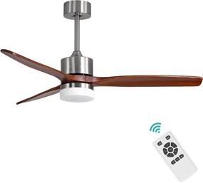 img 4 attached to 52-inch Ceiling Fan with Lights and Remote Control - Brushed Nickel, Noiseless Reversible DC Motor, 3 Solid Wood Oak Blades, 5-speed, Timer