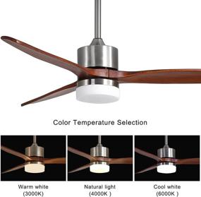 img 3 attached to 52-inch Ceiling Fan with Lights and Remote Control - Brushed Nickel, Noiseless Reversible DC Motor, 3 Solid Wood Oak Blades, 5-speed, Timer