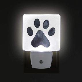 img 2 attached to 🐾 2 Pack Dusk to Dawn Sensor LED Night Light Lamp with Black Dog Paw Print Design for Bedroom, Bathroom, Hallway, Stairways, Energy-Saving 0.5W