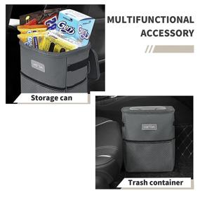img 1 attached to 🚗 HOTOR Car Trash Can, Compact Multifunctional Car Organizer Storage Accessory with Waterproof Design, Adjustable Straps and Magnetic Snaps (Gray)