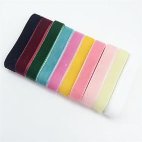 img 3 attached to 🎀 PEPPERLONELY 10 Color Set: Single Face Velvet Ribbon, 16mm (5/8 Inch) - 1 Yard Each for Vibrant Craft and Decor Projects