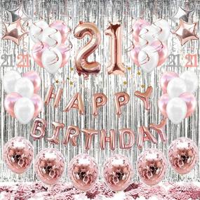 img 4 attached to 🎉 HAPYCITY Rose Gold 21st Birthday Decorations Balloons (55 Pack) – Party Supplies for Her. Perfect for a Memorable Birthday Celebration!