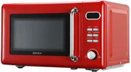 🌮 rovsun retro countertop microwave oven: 0.7 cu.ft, 700w, auto cook, delayed start, glass turntable, child lock - red логотип