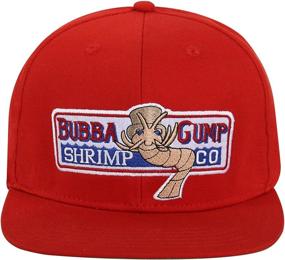 img 4 attached to 🧢 Red Adjustable Flat Brimmed Bubba Gump Baseball Cap Shrimp Co. Embroidered Hat