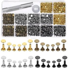 img 4 attached to Selizo 480 Sets - 4 Color Variations & 3 Size Options - Leather Rivets Double Cap Tubular Metal Studs with Setting Tool Kit for Leather Craft Repairs and Decoration