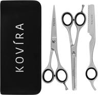 kovira 3pc professional hair cutting scissor set - 6.5 inch/16.5cm length - razor sharp hairdressing scissors, texturising thinning shears, and thinning razor - japanese stainless steel barber tools logo