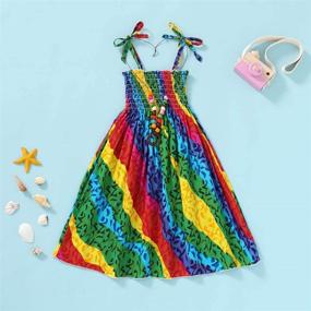 img 3 attached to 🌈 Adorable Baby Girls Rainbow Dress: Toddler Princess Sleeveless Halter Beach Tutu Sundress