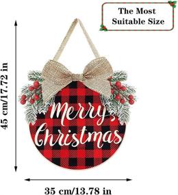 img 3 attached to 🎄 Buffalo Plaid Christmas Door Hanging Sign: Festive Merry Christmas Wreath for Winter Holiday Rustic Farmhouse Front Door Porch Wall, Window, and Outdoor Decorations