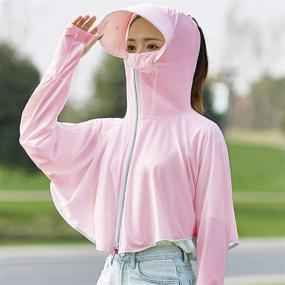 img 2 attached to 👚 Women's Bellady Sun UV Protection Shirts with Hooded Rash Guard, Face Mask, and Zip-up Hoodie - Ideal Swimsuit Cover-ups for Ultimate Sun Protection.