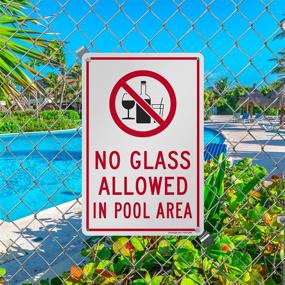 img 2 attached to 🏊 Glass Allowed Pool SmartSign: Durable Plastic Safety Signage for Pool Areas