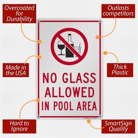 img 1 attached to 🏊 Glass Allowed Pool SmartSign: Durable Plastic Safety Signage for Pool Areas