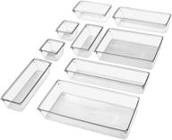 🗂️ glsogl 9 pcs desk drawer organizer trays set - clear plastic pet storage bins for makeup, utensils, jewelries, gadgets in kitchen, office, vanity cabinet, bathroom, dresser, bedroom логотип