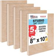 🎨 u.s. art supply 8x10 birch wood paint pouring panel boards 3/4" cradle - pack of 5 - artist wooden wall canvases for mixed-media craft logo