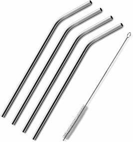 img 4 attached to 🥤 4 Extra Long Bent Stainless Steel Straws for 30 oz &amp; 20 oz Yeti &amp; Rtic Tumbler Rambler Cups - BonBon Premium Drinking Straws