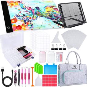 img 4 attached to 🔦 PP OPOUNT 170Pcs A4 Diamond Painting Light Pad Kits: 3-Level Adjustable Light Board + 80 Grids Diamond Box + Hand Held Bag + Stand + Tools