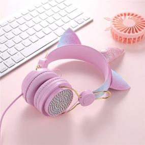 img 3 attached to Unicorn Headphones for Kids - Foldable Adjustable Headset with 85dB Volume Limit, Ideal for Children, Teens, Girls - Perfect for School, Travel, Online Learning - Birthday, Christmas, Unicorn Gift - Pink