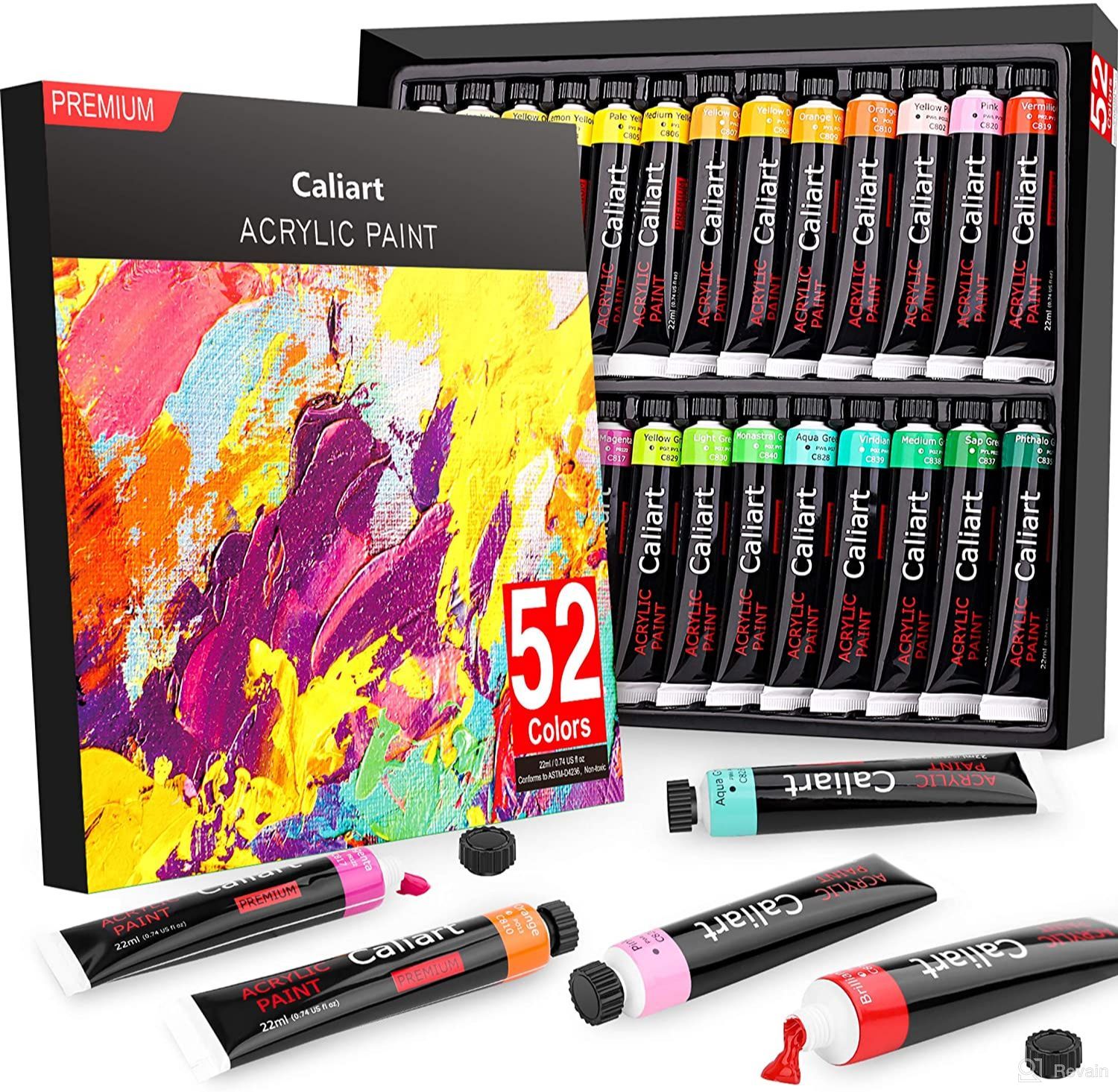 img 2 attached to 🎨 Caliart Acrylic Paint Set: 24-Pack with 12 Brushes - Ideal for Artists, Students, and Beginners! review by Daria Dolgusheva