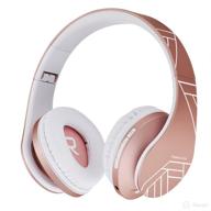 img 1 attached to 🎧 Zihnic Bluetooth Headphones Over-Ear, Foldable Wireless and Wired Stereo Headset with Micro SD/TF, FM Function for Cell Phone and PC, Soft Earmuffs &amp; Light Weight for Prolonged Wearing in Rose Gold Color review by Helen Cheb