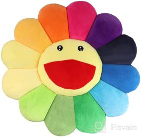 img 7 attached to 🌻 Zuoshini Flower Plush Pillow - Soft & Comfortable Sunflower Smiley Cushion for Colorful Home Bedroom Shop Restaurant Decor - 16.5in/42cm