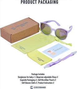 img 3 attached to Очки солнцезащитные для малышей (от 0 до 24 месяцев) с поляризованными линзами и ремешком - ретро-очки в стиле "кошачий глаз" с гибкой оправой для мальчиков и девочек.